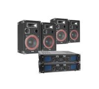 SkyTec XEN 1400W - 2x paire d'enceintes passives 10 avec 2 amplificateurs SPL 700 et câbles