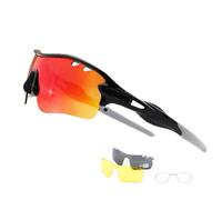 Xenchi Lunettes de soleil de sport polarisées pour enfant de 8 à 12 ans, protection UV400, 3 verres, légères, noir/rouge, Einheitsgröße
