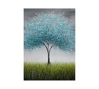 XENIOU arbre de vie decoration murale Herbe bleue toile decoration murale, poster mural, Salon Chambre Maison Décorations(Multicolore)-70x100cm Sans cadre
