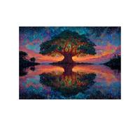 XENIOU arbre de vie mural Ciel étoilé et ombres d’arbres décoration maison, tableau decoration murale, Chambre Salle De Bain Cuisine Bureau(Multicolore)-60x90cm Sans cadre