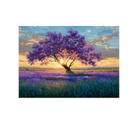 XENIOU arbre de vie mural Des arbres violets sont peints au lever du soleil décoration maison, tableau decoration murale, Chambre Salle De Bain Cuisine Bureau(Multicolore)-60x90cm Sans cadre