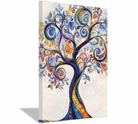 XENIOU arbre de vie mural Estampe d’art fractale de l’arbre en spirale décoration maison, tableau decoration murale, Chambre Salle De Bain Cuisine Bureau(Multicolores)-60x90cm Encadrée