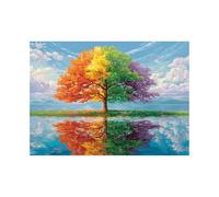 XENIOU Arbre De Vie Ombres d’arbres en toutes saisons tableaux, posters et arts décoratifs, Pour la maison, le bureau, la chambre(Multicolore)-40x60cm Sans cadre