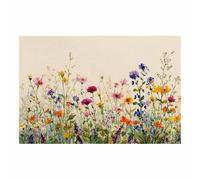 XENIOU Decoration murale fleurs, tableau décoration Champ de fleurs sauvages coloré Art de l’aquarelle pour Maison Bain Salon Chambre Restaurant Decoration Murale(vert)-70x100cm Sans cadre