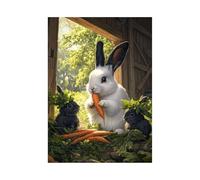 XENIOU lapin de pâques, Dessin de carotte mangeant un lapin tableau d'art mural, pour Maison Bain Salon Chambre deco mural. - 70x100cm Sans cadre(blanc)