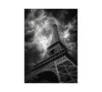 XENIOU Peinture Sur Toile En Noir Et Blanc La Tour Eiffel à Paris lève les yeux vers le tableau tableau toile decoration murale, Pour salon, chambre, bureau.(noir et blanc)-70x100cm Sans cadre