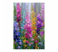 XENIOU Peinture Sur Toile Fleurs, tableau toile Art coloré de fleurs sauvages en impâte Peinture Murale Romantique, Décoration Tableaux Pour Chambre à Coucher Salle(Noir)-80x120cm Sans cadre