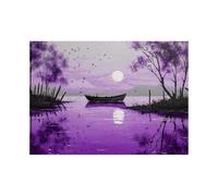 XENIOU Photo Noir Et Blanc Peinture d’un petit bateau au bord de la rivière affiche decoration, Pour salle de bain, salon, chambre, bureau, cuisine.(noir et blanc)-40x60cm Sans cadre