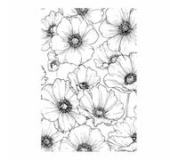 XENIOU Plante Fleur Tableau, poster mural Illustration en traits de coquelicots en noir et blanc Pour salle de bain salon chambre bureau cuisine decoration maison(Poudre)-60x90cm Sans cadre