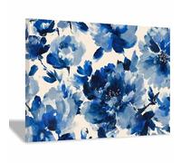 XENIOU Plante Fleur Tableau, poster mural Imprimé abstrait floral bleu Moderne Decoration Murale Chambre Salle De Bain Cuisine Bureau(Noir)-60x90cm Encadrée