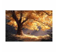 XENIOU Poster Nature L’ombre du cerf dans la forêt d’automne décoration maison, tableau toile decoration murale, Chambre Salle De Bain Cuisine Bureau(Multicolore)-20x30cm Sans cadre