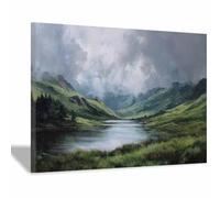 XENIOU Poster Paysage Photo de la vallée et du lac émeraude affiche murale, deco mural, Pour la maison, le bureau, la chambre(Multicolore)-40x60cm Encadrée