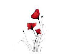 XENIOU Tableau peinture fleurs, poster mural Imprimé minimaliste de coquelicot rouge pour Maison Bain Salon Chambre Restaurant Decoration Murale(Poudre)-40x60cm Sans cadre