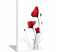 XENIOU Tableau peinture fleurs, poster mural Imprimé minimaliste de coquelicot rouge pour Maison Bain Salon Chambre Restaurant Decoration Murale(Poudre)-40x60cm Encadrée