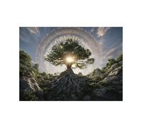 XENIOU tableau toile decoration murale Racines d’arbres sacrés décoration maison, tableau decoration murale, Chambre Salle De Bain Cuisine Bureau(Multicolore)-40x60cm Sans cadre