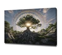 XENIOU tableau toile decoration murale Racines d’arbres sacrés décoration maison, tableau decoration murale, Chambre Salle De Bain Cuisine Bureau(Multicolore)-40x60cm Encadrée