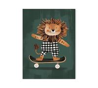 XENITE Impression sur Toile Peinture Affiche d'art Animalier Skateboard Chambre d'enfants Maternelle Éducation Précoce Décoration Peinture sur Toile(E,40x60cm)