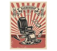 XENITE Impression sur Toile Peinture Affiche De Salon De Coiffure Vintage, Coupe De Cheveux, Rasage, Barbe, Art, Affiches, Impression sur Toile, Images, Décoration De Salon De Coiffure(L,50x70cm)