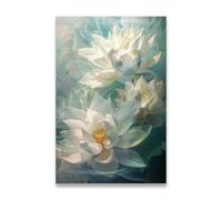 XENITE Impression sur Toile Peinture Affiches De Peinture sur Toile pour Décoration Murale Lotus D'été Bonne Chance Continue À Venir Décorations pour La Maison Décoration De Chambre(Une,40X50cm)