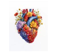 XENITE Impression sur Toile Peinture Affiches Médicales De Fleurs D'orgue De Cœur Et De Cerveau, Impression sur Toile, Tableau d'art Mural pour Salle De Clinique, Décoration De La Maison(B1,20X30cm)