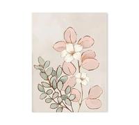 XENITE Impression sur Toile Peinture Lapin Rose Et Fleur Botanique, Affiche Art Déco Moderne Et Confortable pour Chambre À Coucher, Jardin De Campagne, Toile Esthétique Moderne(Une,40x60cm)