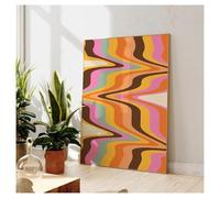 XENITE Impression sur Toile Peinture Moderne Rétro Années 70 Abstrait Géométrique Mur Art Imprime Toile Peinture Affiche Photo pour Salon Décor À La Maison(50x70cm)