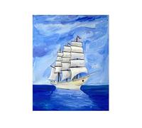 XENITE Impression sur Toile Peinture Tableau sans Cadre Représentant Un Bateau sur La Mer Bleue, Décoration Murale De Paysage Marin, Impressions sur Toile, Affiches, Décoration D'intérieur(Q,60X90cm)