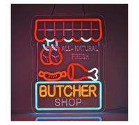 XENITE Néon Enseignes lumineuses Decor Boucherie Néon Pour Boucherie Restaurant Salle À Manger Cuisine Camion Bar Décor, Alimenté Par USB Dimmable 41cm×31cm