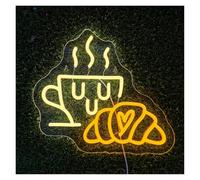 XENITE Néon Enseignes lumineuses Decor Café Pain Néon Signe Croissant Tenture Murale Lumière Restaurant Petit Déjeuner Boutique Cuisine Décoration De La Maison Fête 32cmX37cm