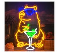 XENITE Néon Enseignes lumineuses Decor Capybara Cocktail Néon Enseigne Lumière Dimmable Alimenté Par USB Pour Bistro Boutique Man Cave Bar Club Salon Fête Chambre Décoration Murale 27cmx42cm
