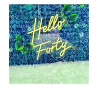 XENITE Néon Enseignes lumineuses Decor Décoration lumineuse Hello Forty pour fête d'anniversaire, bar, chambre d'ado, salle de jeux, animalerie 45x39cm(Lemon yellow)