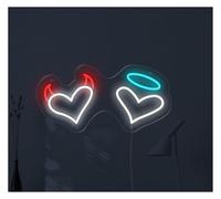 XENITE Néon Enseignes lumineuses Decor Décoration Murale Néon Cœurs D'ange Et De Démon Idéale Pour Salle Jeux, Chambre, Bar, Salon Ou Fête D'anniversaire 48cm(Style H)