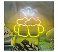 XENITE Néon Enseignes lumineuses Decor Décoration Murale Pour Bar À Bière, Anniversaire, Salle De Jeux, Chambre, Salon, Fête Enseigne Lumineuse Cheers 40x37cm(Lemon yellow)