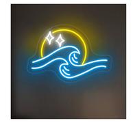 XENITE Néon Enseignes lumineuses Decor Enseigne Au Néon À Représentant Une Vague Océanique, Idéale Pour La Décoration Murale, Paysage Naturel, 32cmx48cm(UNE)