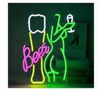 XENITE Néon Enseignes lumineuses Decor Enseigne Au Néon Beer USB, Lumière LED À Intensité Variable Pour Dame, Pour La Maison, Bar, Boutique, Pub, Bistro, Fête, Salle De Jeux 38X29cm