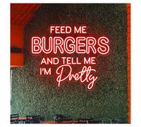 XENITE Néon Enseignes lumineuses Decor Enseigne Au Néon Feed Me Burger And Tell I'm Pretty Hamburger Pour Décoration Murale 45cmx55cm(C)