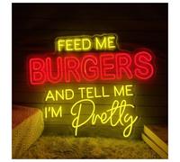 XENITE Néon Enseignes lumineuses Decor Enseigne Au Néon Feed Me Burger And Tell I'm Pretty Hamburger Pour Décoration Murale 45cmx55cm(UNE)