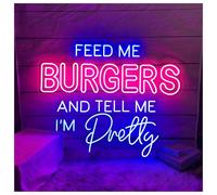 XENITE Néon Enseignes lumineuses Decor Enseigne Au Néon Feed Me Burger And Tell I'm Pretty Hamburger Pour Décoration Murale 45cmx55cm(Ré)