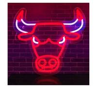 XENITE Néon Enseignes lumineuses Decor Enseigne Au Néon LED Rouge, Équipe Sportive De Chicago, Club, Pub, Bureau, Hôtel, Fête, Décoration Murale Pour Les Fans De Chicago