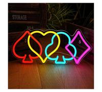 XENITE Néon Enseignes lumineuses Decor Enseigne Au Néon Motif Poker Pour Chambre, Salon, Bar, Salle De Jeux, Décoration Murale 43x18.4cm