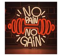 XENITE Néon Enseignes lumineuses Decor Enseigne Au Néon No Pain No Gain Avec Haltères Et Lumière Pour Salle De Sport, Club De Fitness, Décoration De Studio De Fitness, 36cmx32cm