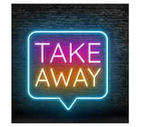 XENITE Néon Enseignes lumineuses Decor Enseigne Au Néon Take Away pour Restaurant, Décoration Murale, Vitrine, Entrée,45cm