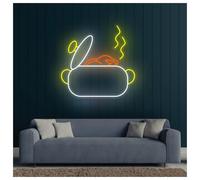 XENITE Néon Enseignes lumineuses Decor Enseigne Lumineuse Au Néon Poulet Dans Un Pot, Idéale Pour La Décoration Murale D'un Restaurant, D'un Snack-bar Ou D'un Bar, 45cm(C)