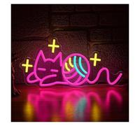 XENITE Néon Enseignes lumineuses Decor Enseigne Lumineuse En Forme De Chat, Boule Colorée, Décoration Murale, Pour Chambre D'enfant, Fête, Salle De Classe, Intensité Variable, 21x42cm