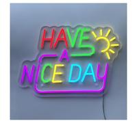 XENITE Néon Enseignes lumineuses Decor Enseigne Lumineuse Happy A Nice Day, Fabriquée À La Main, Pour Chambre, Studio Et Bureau, Décoration Murale 27.7cmx40.1cm(UNE)