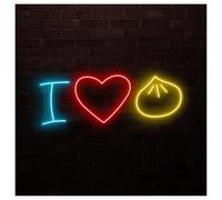 XENITE Néon Enseignes lumineuses Decor Enseigne Lumineuse J’adore Les Raviolis, Idéale Pour La Décoration De Restaurants Et Commerces, Luminosité Réglable, 46cm