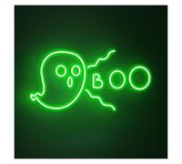 XENITE Néon Enseignes lumineuses Decor Enseigne Lumineuse Néon Boo Ghost, Idéale Pour La Décoration D'une Salle De Jeux, Luminosité Réglable, 44cm(Orange,Blue,Green,Silver,Black)