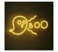 XENITE Néon Enseignes lumineuses Decor Enseigne Lumineuse Néon Boo Ghost, Idéale Pour La Décoration D'une Salle De Jeux, Luminosité Réglable, 44cm(Orange,Blue,Green,Silver,Black)