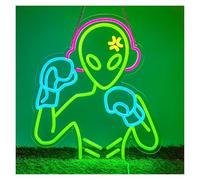 XENITE Néon Enseignes lumineuses Decor Enseigne Lumineuse Néon Boxing Aliens À Intensité Variable Pour Salle De Jeux, Chambre, Bar, Fête, Gymnase, Ring De Boxe, Décoration Murale 39.6x35cm