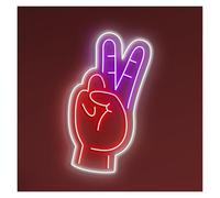 XENITE Néon Enseignes lumineuses Decor Enseigne Lumineuse Néon Geste De Victoire, Idéale Pour La Décoration Murale D'un Studio, Luminosité Réglable, 50cm